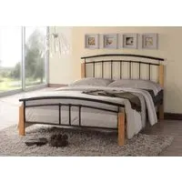 King Size Bed Frame with Curved Bars - Black, Metal