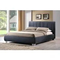 King Size Bed Frame with Padded Headboard - Grey, Fabric