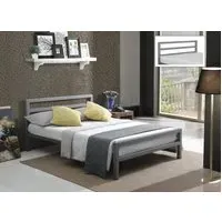 King Size Bed Frame with Slats - Grey, Metal