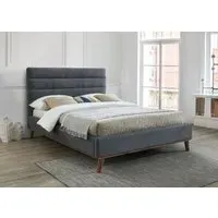 King Size Bed Frame with Sprung Slats - Dark Grey, Fabric