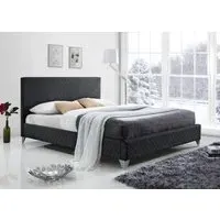 King Size Bed Frame with Storage - Dark Grey, Fabric