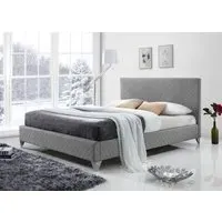 King Size Bed Frame with Storage - Light Grey, Fabric