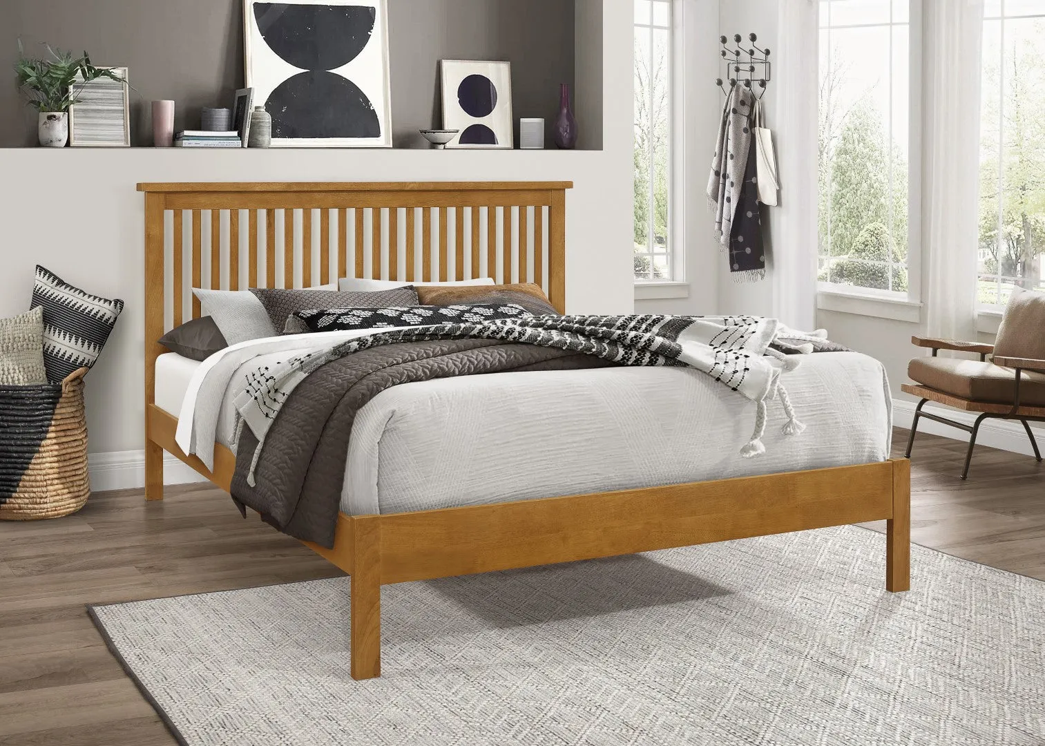 Single Bed Frame Shaker Style - Oak, Wood image