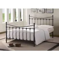 Single Bed Frame Victorian Style - Black, Metal