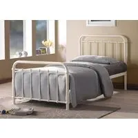 Single Bed Frame Victorian Style - Ivory, Metal