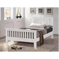 Single Bed Frame with Slats - White, Wood