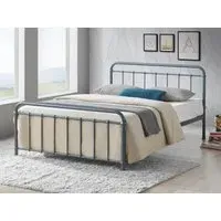 Small Double Bed Frame Victorian Style - Grey, Metal