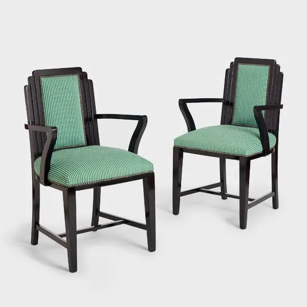 Art Deco Upholstered Chair Pair - Maharam Multicolour product