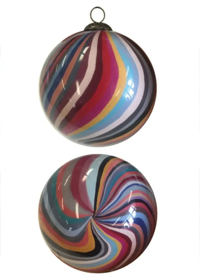 Hand-Painted Swirl Glass Bauble - Multicolour product