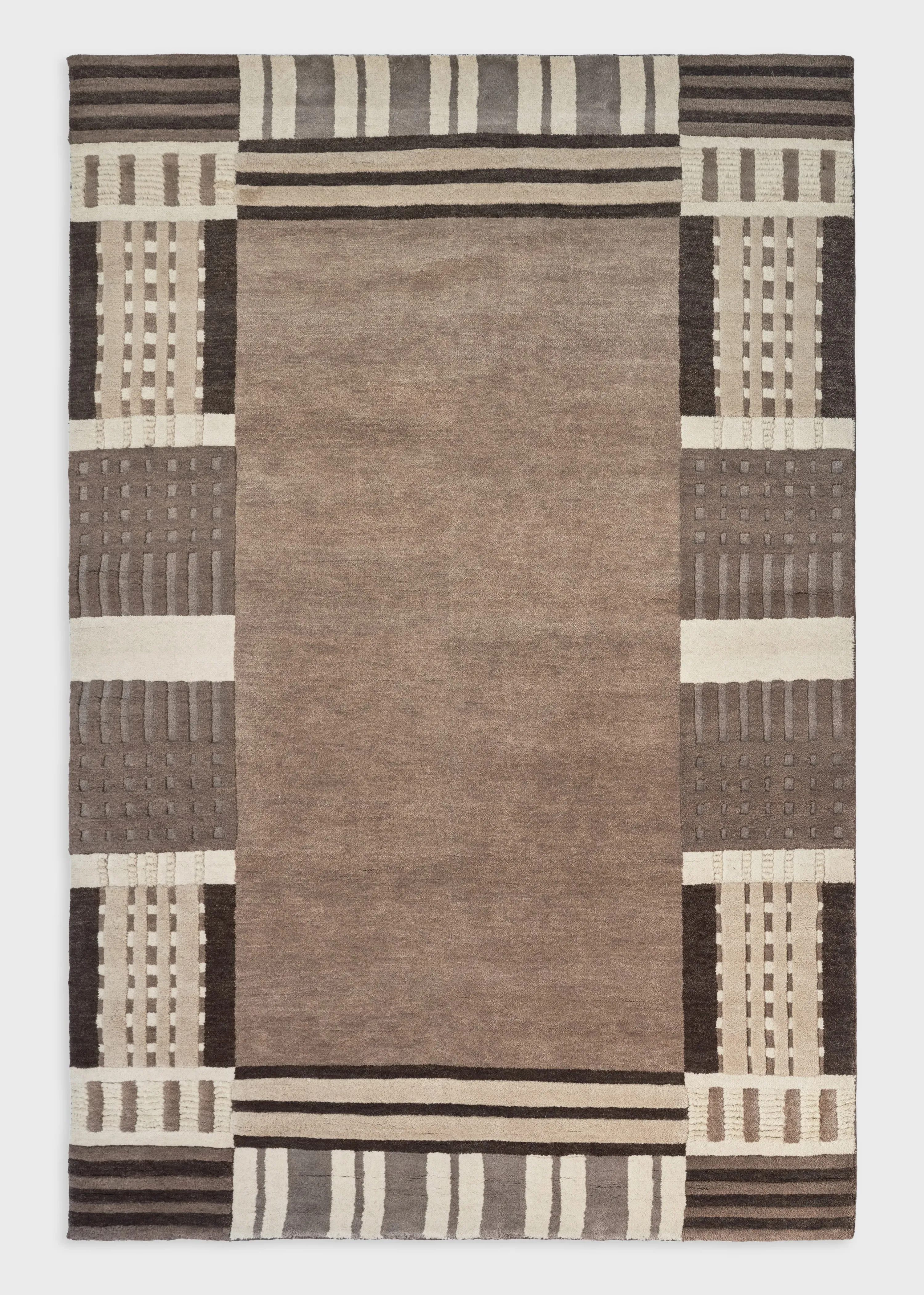 Ratio by Paul Smith Takt Border Ash Rug - Brown, Wool product