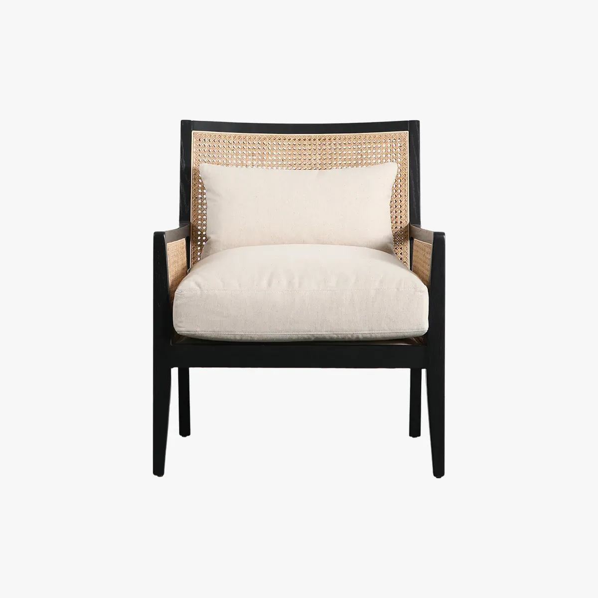 Armchair with Black Edges - Cream, Rattan product