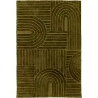 Small Rug with Geometric Pattern - Olive alternate view