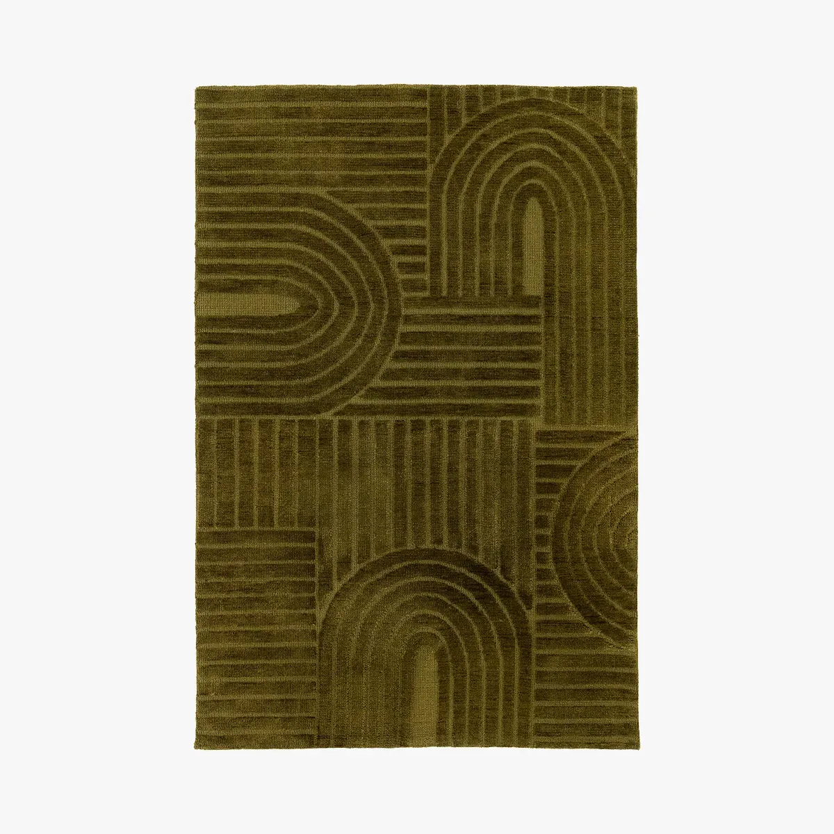 Small Rug with Geometric Pattern - Olive product