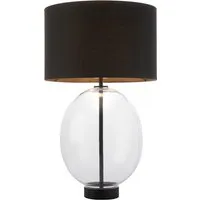 Oval Table Lamp with Fabric Shade - Black, Glass alternate view