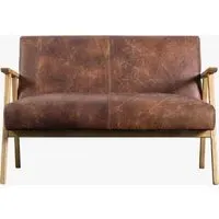 2-Seater Sofa Retro Style - Brown, Leather alternate view