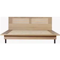 Double Bed Frame with Oak Details - Brown, Wood alternate view