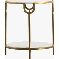 Side Table with Gold Frame - White, Marble alternate view