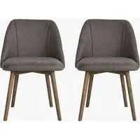 Set of 2 Dining Chairs - Dark Grey, Ash Wood alternate view