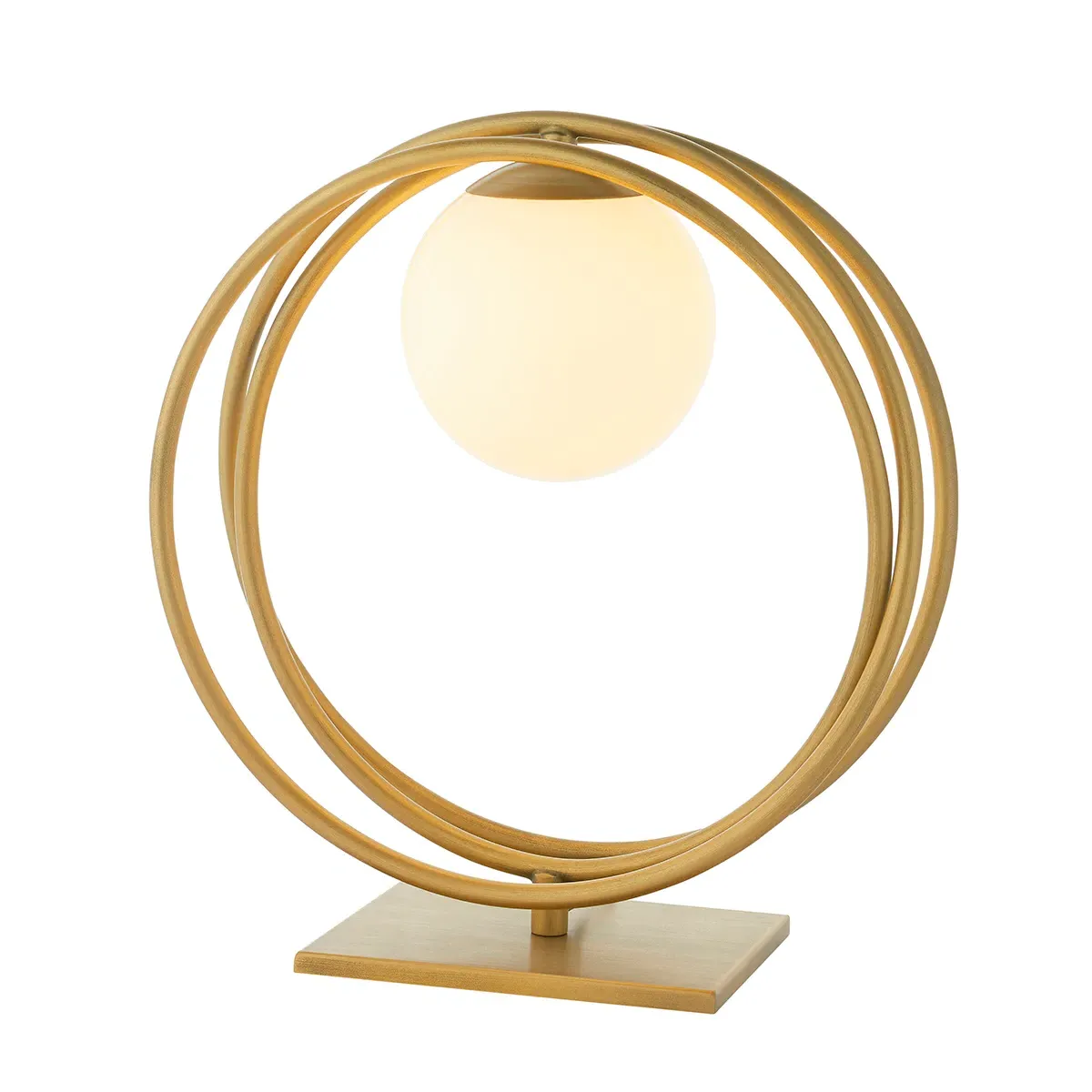 Hoop Table Lamp with Glass Sphere - Gold, Opal product