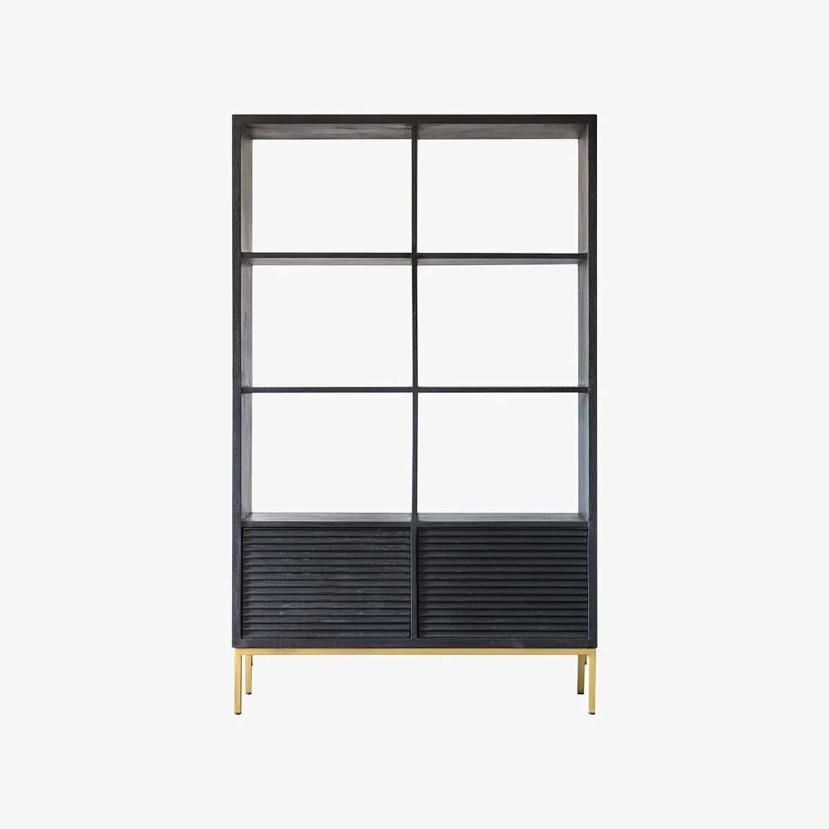 Textured Display Shelving Unit - Black, Mango Wood product