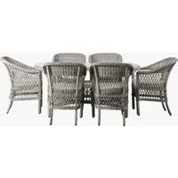 Sojourner 6-Seater Outdoor Dining Set - Grey, Rattan alternate view