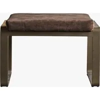 Footstool with Brass Base - Taupe, Faux Suede alternate view