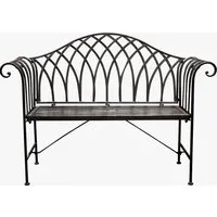 Outdoor Bench with Ornate Back - Black, Metal alternate view
