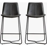 2-Piece Bar Stool Set - Black, Faux Leather alternate view