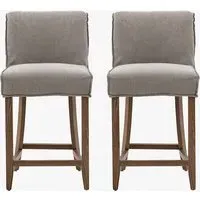 2-Piece Bar Stool Set - Grey, Linen alternate view