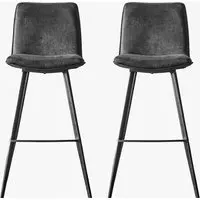 2-Piece Bar Stool Set with Footrest - Grey alternate view