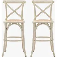 2-Piece Barstool Set with Crossover Back - White alternate view