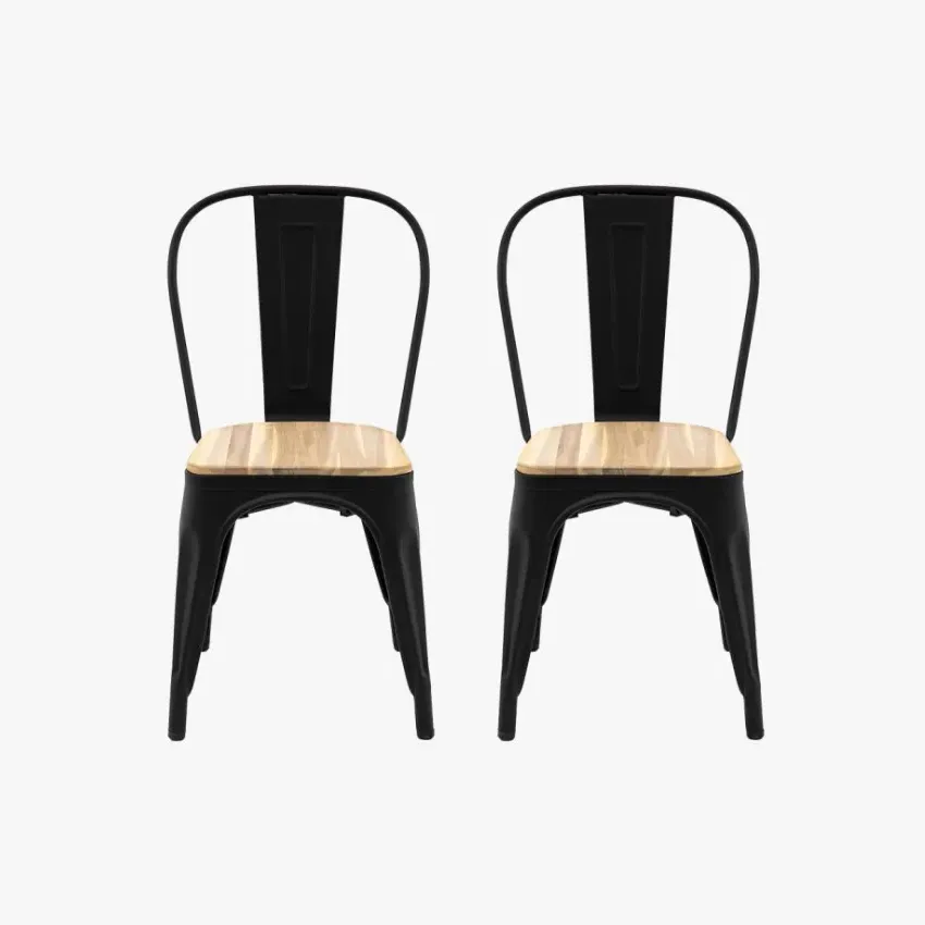 Chinwag Outdoor Dining Chair, Set of Two - Acacia Wood, Metal product