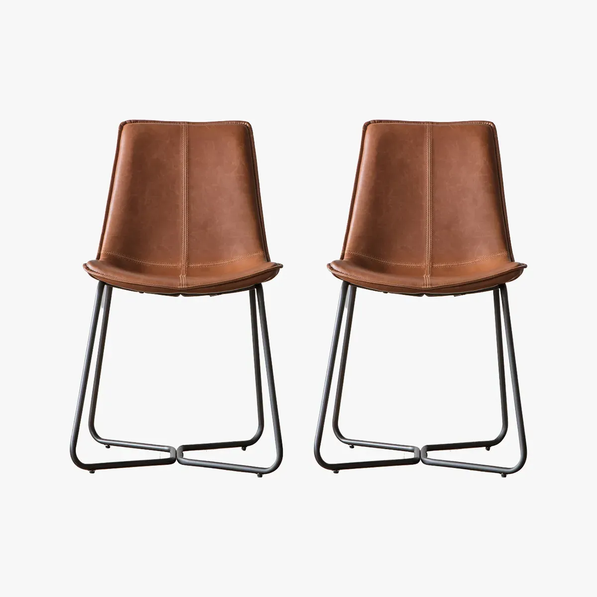 2-Piece Dining Chair Set - Brown, Faux Leather product