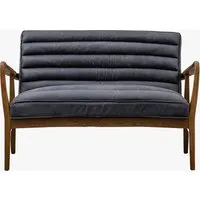 2-Seater Sofa Mid-Century Modern - Black, Leather alternate view