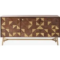 3-Door Sideboard with Brass Inlay - Acacia Wood alternate view