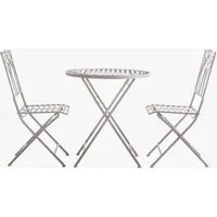 3-Piece Bistro Set with Chairs - White, Metal alternate view