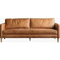 3-Seater Sofa with Distressed Styling - Brown, Leather alternate view