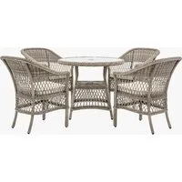 Lingerer 4-Seater Round Outdoor Dining Set - Stone, PE Rattan alternate view