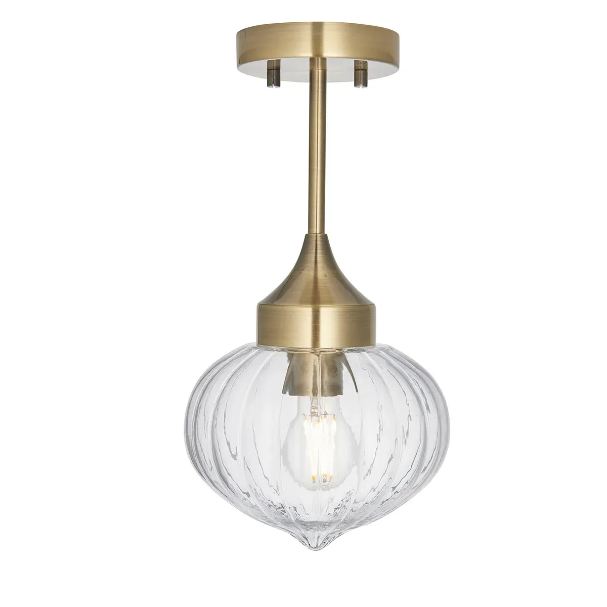 Adam Semi Flush Light - Brass, Ribbed Glass product
