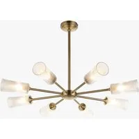Adana 8-Light Pendant Light - Antique Brass, Clear Ribbed Glass by Perch & Parrow, image 2