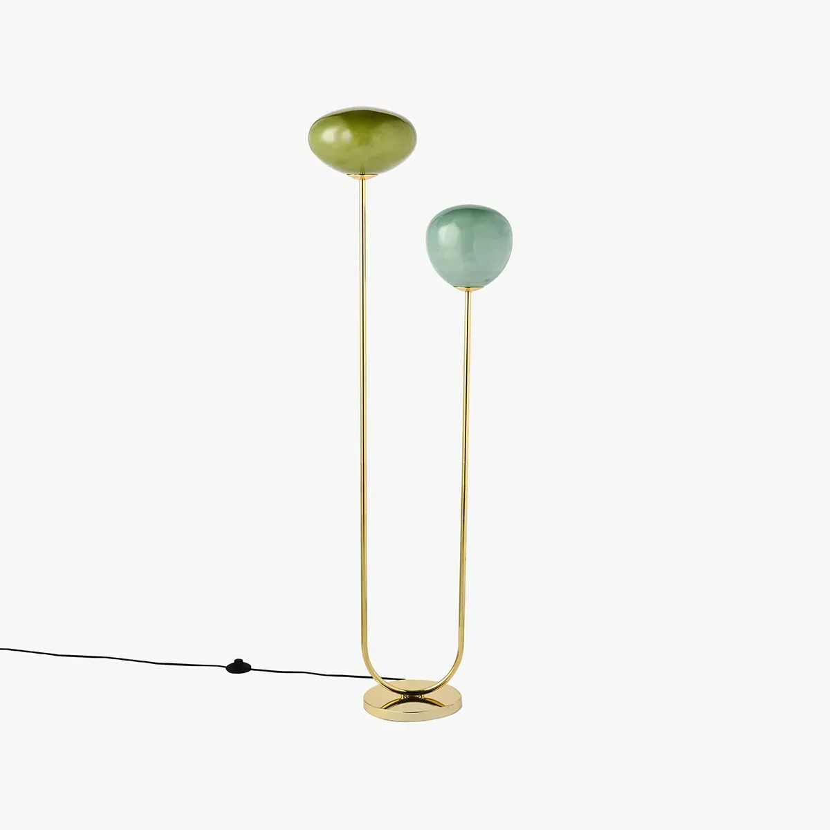 Adrianne Floor Lamp - Green, Brass by Perch & Parrow