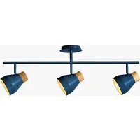 Albert 3-Light Linear Pendant Bar Ceiling Light - Navy Blue, Steel & Wood by Perch & Parrow, image 2