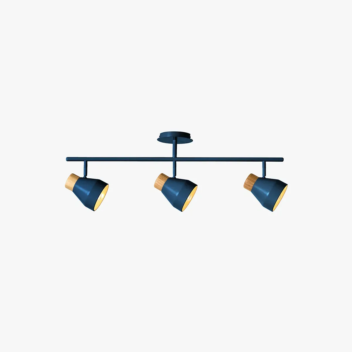 Albert 3-Light Linear Pendant Bar Ceiling Light - Navy Blue, Steel & Wood by Perch & Parrow