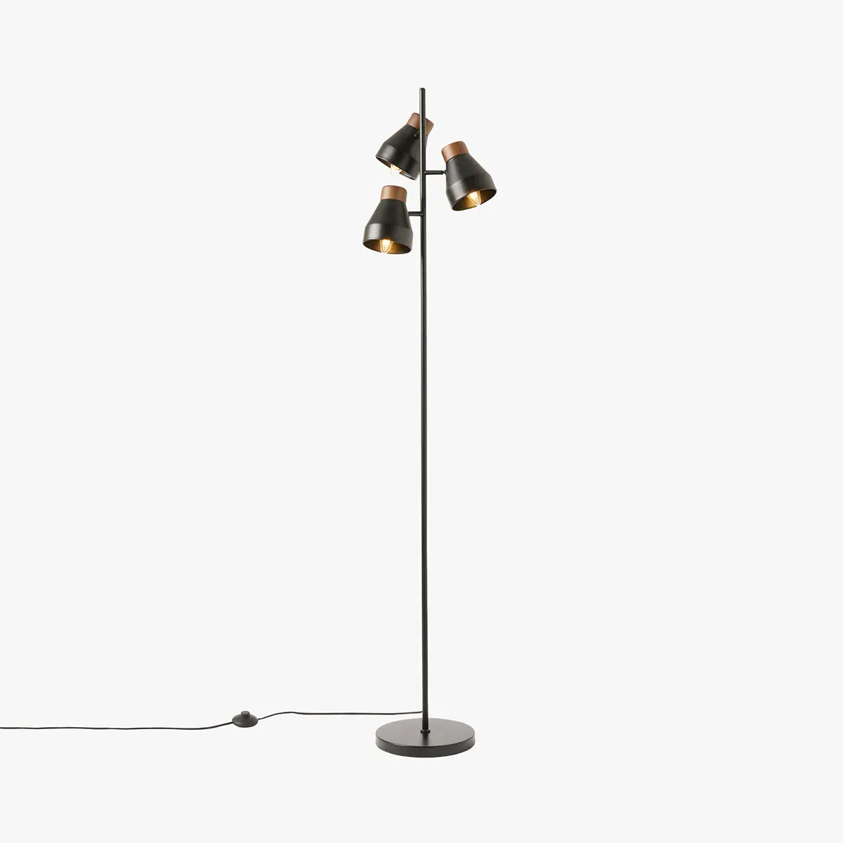 Albert Floor Lamp - Matt Black, Wood by Perch & Parrow