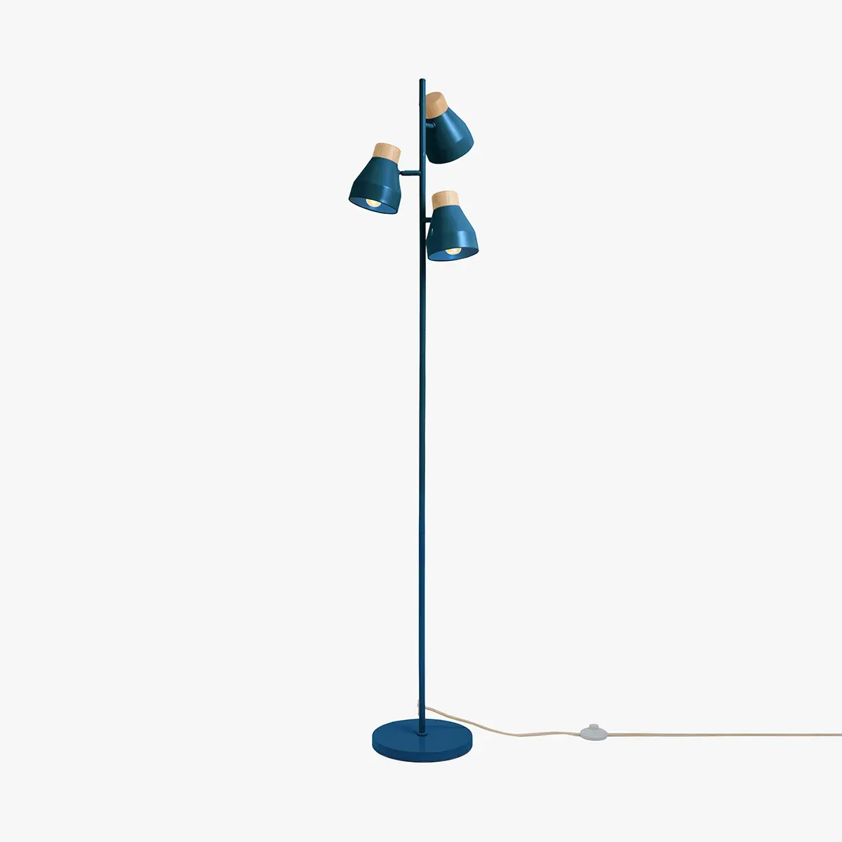 Albert Floor Lamp - Navy Blue, Wood by Perch & Parrow