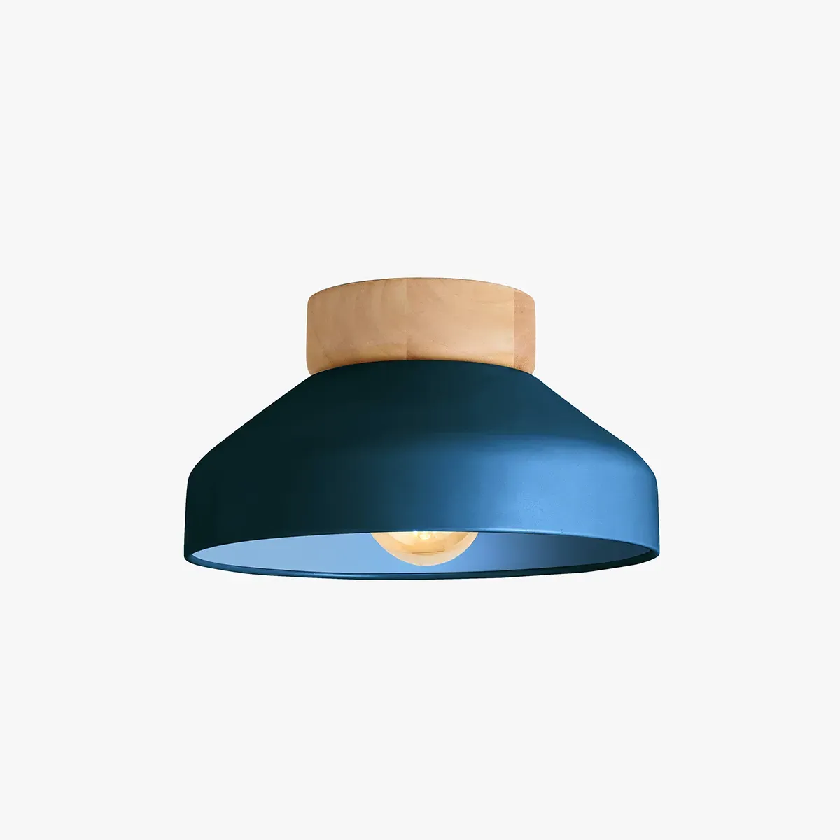 Albert Flush Fitting Ceiling Light - Navy Blue, Steel & Wood by Perch & Parrow
