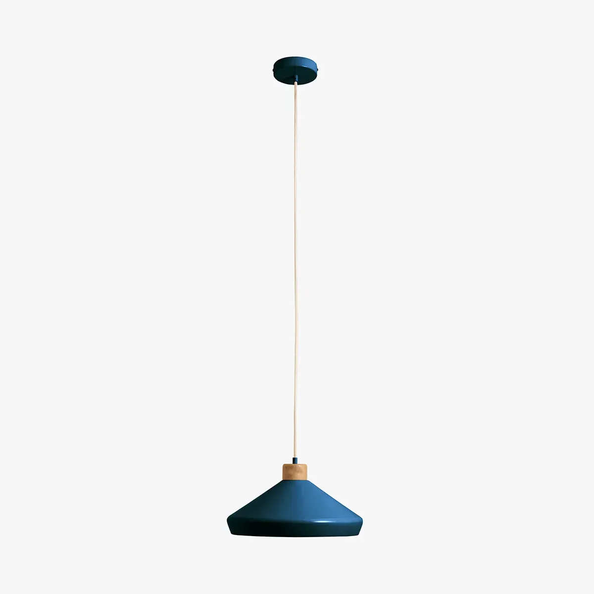 Albert Pendant Ceiling Light - Navy Blue, Steel & Wood by Perch & Parrow