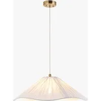 Alessia Grand Pendant Light - Brushed Aged Brass, Vintage White Fabric by Perch & Parrow, image 2