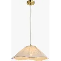 Alessia Pendant Light - Brushed Aged Brass, Vintage White Fabric by Perch & Parrow, image 2