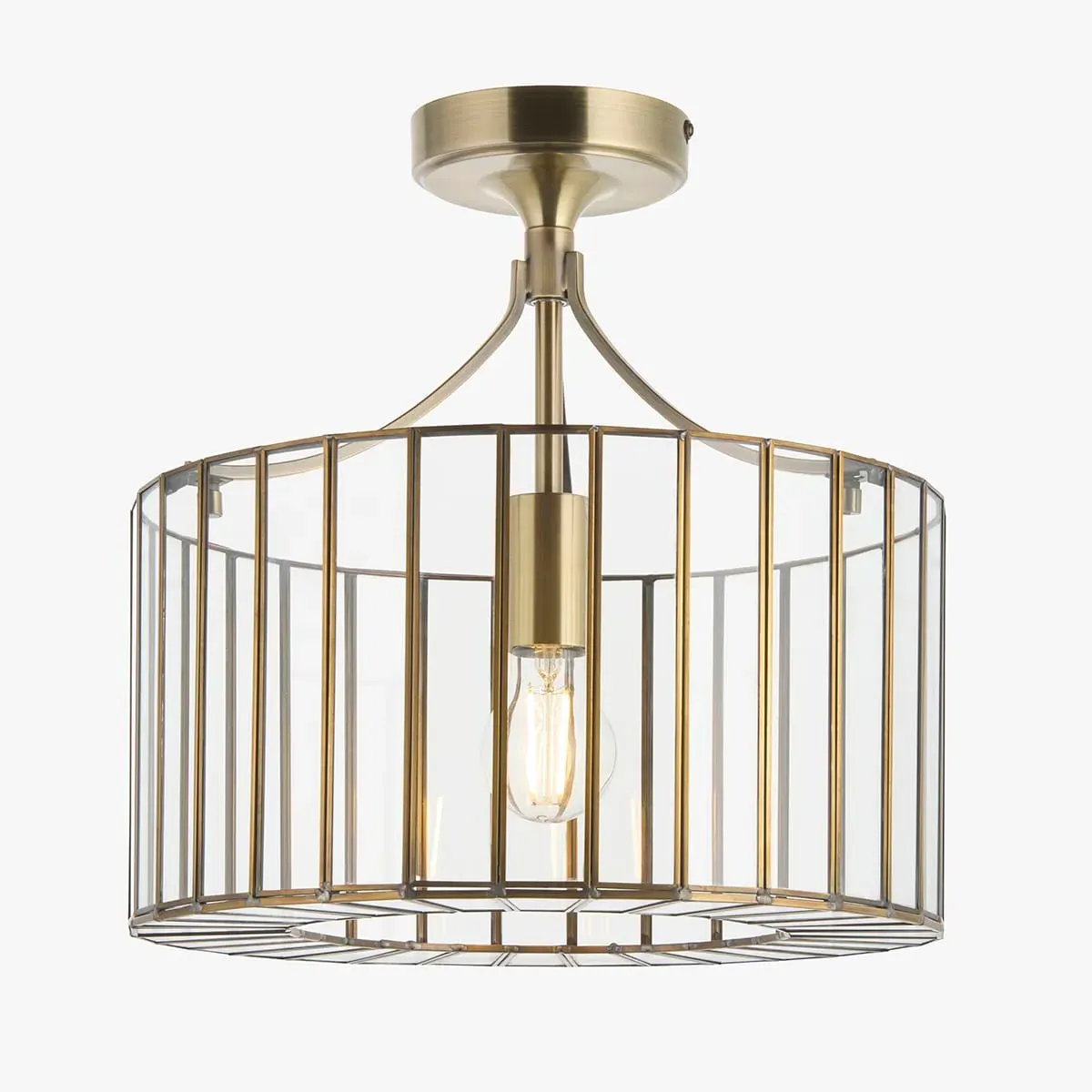 Aljezur Flush Ceiling Light - Antique Brass, Clear Glass by Perch & Parrow